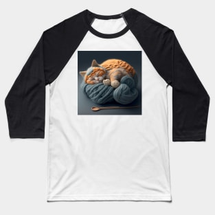 Sleepy Kitty Cat Knitten Kitten Baseball T-Shirt